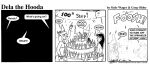 1998 1999 anthro breasts cake candle canid canine clothed clothed_anthro clothed_female clothed_human clothed_male clothing comic dela_aldershaw dela_the_hooda dessert english_text eyewear female fire_sprinkler food fox glasses greyscale group hooda human jake_mcross male mammal monochrome style_wager sue_chan_(dela_the_hooda) sunglasses text trio wet