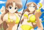  bikini breasts cloud day futakoi momoi_ai momoi_mai multiple_girls outdoors screencap siblings sisters sky swimsuit twins wardrobe_malfunction yellow_bikini 