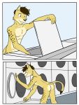  anthro bent_over butt cheetah comic felid feline fuze hi_res laundromat male mammal nipples nude public_nudity solo 