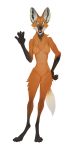  2020 anthro canid canine female gesture hd01 hi_res looking_at_viewer mammal maned_wolf mary_(wetchop) nude open_mouth slim smile solo standing waving wetchop 