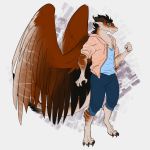  1:1 2020 4_toes 5_fingers anthro clothed clothing digital_media_(artwork) dragon esde feathered_dragon feathered_wings feathers fingers fur furred_dragon hi_res male smile solo standing toes wings 