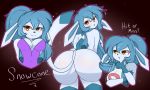  2020 5:3 5_fingers ? amber_eyes anthro anthrofied awintermoose bedroom_eyes big_breasts big_butt blue_hair blush breasts butt cleavage clothed clothing digital_media_(artwork) eeveelution english_text female fingers glaceon hair hi_res long_hair looking_at_viewer looking_back multiple_images narrowed_eyes nintendo nude open_mouth outline pok&eacute;mon pok&eacute;mon_(species) pok&eacute;morph ponytail presenting presenting_hindquarters red_background seductive simple_background smile snowcone_(awintermoose) solo text video_games 
