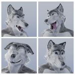  3d_(artwork) absurd_res anthro blender_(software) blue_eyes canid canine canis digital_media_(artwork) fur hi_res inner_ear_fluff isal male mammal pose simple_background solo teeth tuft wolf 