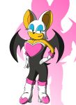  2020 anthro baisadasto biped boots chiropteran clothed clothing digital_media_(artwork) female footwear fur gloves green_eyes handwear hi_res high_heels looking_at_viewer mammal membrane_(anatomy) membranous_wings rouge_the_bat shoes simple_background smile solo sonic_the_hedgehog_(series) tan_body tan_skin video_games white_body white_fur wings 