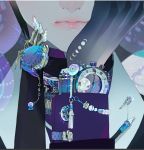 1other ambiguous_gender black_skin brooch close-up cuff_links gem hand_on_own_cheek hand_on_own_face jewelry lips makeup necklace nishihara_isao original out_of_frame solo turtleneck watch wristwatch 
