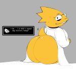  absurd_res alphys anthro big_breasts big_butt bodily_fluids bottomless breasts buckteeth butt clothed clothing coat dialogue dialogue_box english_text eyewear female glasses hi_res huge_butt lab_coat looking_at_viewer looking_back nervous nicechan non-mammal_breasts partially_clothed presenting presenting_hindquarters rear_view reptile scales scalie short_stack short_tail simple_background smile solo sweat teeth text thick_tail three-quarter_view topwear undertale video_games wide_hips yellow_body yellow_scales 