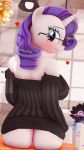  &lt;3 3d_(artwork) 9:16 absurd_res anthro big_breasts blush breasts butt digital_media_(artwork) equid equine eyewear female friendship_is_magic glasses hasbro hevexy hi_res horn looking_back mammal my_little_pony no_underwear rarity_(mlp) solo unicorn 