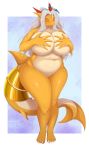  aisyah_zaskia_harnny anthro big_breasts blush bodily_fluids breasts curvy_figure dragon female genitals hair harnny hi_res horn lactating looking_at_viewer nude pussy red_horn solo thick_thighs voluptuous 