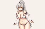  asamura_hiori azur_lane bikini blush breasts choker cleavage drake_(azur_lane) gray gray_hair long_hair ponytail see_through sketch swimsuit underboob yellow_eyes 