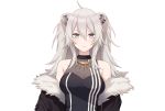  animal_ears breasts catgirl cleavage close gray_eyes gray_hair hololive long_hair necklace see_through shishiro_botan twintails veryberry00 white 