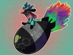  4:3 absurd_res anthro black_body black_fur bomb bovid caprine clothing darkner deltarune explosives eyewear fur glasses goat hat headgear headwear hi_res mammal meme neloku_(artist) nuclear_bomb ralsei scarf solo text video_games 