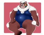  2020 5:4 anthro belly blush bodily_fluids brown_body brown_fur clothed clothing fur kemono kimun_kamui_(tas) male mammal overweight overweight_anthro overweight_male sitting solo sweat tokyo_afterschool_summoners ursid video_games yaki_atsuage 