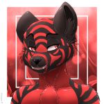 1:1 anthro biped digital_media_(artwork) fan_character felid fur hi_res male mammal open_mouth pantherine profile_pic red_body red_eyes red_fur sharperit simple_background solo tiger white_body white_fur 