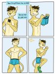  3:4 anthro boxer_briefs bulge cellphone cheetah clothed clothing comic dressing english_text felid feline fuze hi_res holding_cellphone holding_object holding_phone holding_underwear male mammal navel nipples nude phone solo text text_message topless underwear underwear_only 