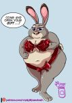  anthro dialogue disney english_text female hi_res judy_hopps lagomorph leporid mammal obese obese_anthro obese_female overweight overweight_anthro overweight_female rabbit ribbons royaljellysandwich solo text zootopia 