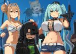  6+girls absurdres animal_ears aqua_eyes aqua_hair bangs bare_shoulders belt big_enough bikini black_hair blonde_hair blue_eyes blunt_bangs blush breasts brown_hair cat_ears cleavage collarbone covered_nipples denim denim_shorts detached_collar dripping expressionless gen_1_pokemon girls_frontline gloves goliath_(girls_frontline) green_eyes grey_eyes groin gun hair_ornament hairclip headband highlights highres hk416_(girls_frontline) holding holding_gun holding_jar holding_weapon idw_(girls_frontline) jar kion-kun large_breasts light_blue_hair light_brown_hair long_hair long_legs long_sleeves m200_(girls_frontline) m4a1_(girls_frontline) medium_breasts medium_hair micro_uzi micro_uzi_(girls_frontline) multicolored_hair multiple_girls navel nyto_mercurows_(girls_frontline) paradeus pickle pokemon rick_and_morty second-party_source short_shorts shorts side_bun sidelocks skindentation smile squirtle suomi_kp31_(girls_frontline) sweatdrop swimsuit t-pose twintails twitter_username unamused very_long_hair weapon whip 
