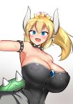  alternate_species animal_humanoid armband big_breasts black_clothing black_dress blonde_hair blue_eyes blush bowser bowsette_meme breasts cleavage clothed clothing collar crossgender crown curvy_figure dress ear_piercing fangs female fully_clothed glistening glistening_breasts hair horn hourglass_figure huge_breasts humanoid humanoid_pointy_ears humanoidized koopa light_skin long_hair looking_at_viewer mario_bros meme monotone_hair mtf_crossgender navel nintendo nipple_outline open_mouth open_smile piercing scalie scalie_humanoid shell simple_background smile solo spiked_armband spiked_collar spiked_shell spikes spikes_(anatomy) standing super_crown tight_clothing tylwing video_games white_background wide_hips 