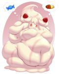  absurd_res alcremie belly big_belly big_breasts breasts featureless_breasts female food food_creature food_humanoid fruit hi_res humanoid hypnagogum nintendo not_furry obese obese_female obese_humanoid open_mouth overweight overweight_female overweight_humanoid plant pok&eacute;mon pok&eacute;mon_(species) red_eyes simple_background solo strawberry video_games 