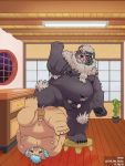  3:4 anthro domestic_pig dritio feet fisting genitals gouryou kimun_kamui_(tas) male male/male mammal penis suid suina sus_(pig) tokyo_afterschool_summoners ursid video_games 