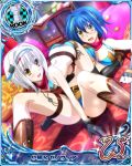  2girls ass blue_hair blush boots breasts card_(medium) cat_hair_ornament character_name chess_piece fingerless_gloves gloves green_hair hair_ornament high_school_dxd high_school_dxd_new large_breasts multicolored_hair multiple_girls official_art open_mouth rook_(chess) short_hair silver_hair source_request spread_legs streaked_hair toujou_koneko trading_card two-tone_hair xenovia_quarta yellow_eyes 