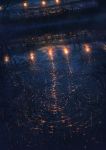  city_lights cityscape cloud cola_(gotouryouta) commentary_request fence highres lantern night no_humans original outdoors power_lines rain reflection ripples scenery water 