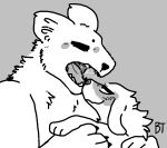  anthro blu-jayee bodily_fluids canid canine canis domestic_dog duo greyscale imminent_vore interspecies male male/male mammal monochrome mouth_shot original_characters saliva unknown_species ursid vore willing_vore 