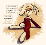  absurd_res anthro bovid breasts caprine cleavage clothed clothing collar dialogue disney ebvert female hi_res jessica_rabbit looking_at_viewer mammal pom_(tfh) sheep sitting smile solo them&#039;s_fightin&#039;_herds who_framed_roger_rabbit 