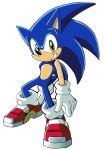  2007 anthro clothing eulipotyphlan footwear gloves green_eyes grin handwear hedgehog legwear looking_at_viewer male mammal red_clothing red_footwear red_shoes sega shoes short_tail simple_background smile soap_shoes socks solo sonic_adventure sonic_the_hedgehog sonic_the_hedgehog_(series) tengaikemono video_games white_clothing white_gloves 