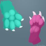  4_toes ambiguous_gender ambiguous_species claws duo feet fur hc_hybriddave hindpaw mammal pawpads paws simple_background spread_toes toes 