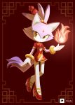  2020 anthro asian_clothing blaze_the_cat chinese_clothing chinese_dress clothing domestic_cat dress east_asian_clothing felid feline felis female fire footwear hi_res high_heels howxu mammal patreon shoes solo sonic_the_hedgehog_(series) 