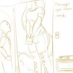  anon anthro bottomwear breasts clothing door doorway duo dvd female giraffe giraffid goattrain human keys larger_anthro larger_female long_tail male mammal paisley_(nobby) shorts size_difference smaller_human smaller_male suit 