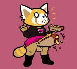  aggressive_retsuko ailurid anthro balls big_penis breasts clothed clothing erection food fur genitals herm holding_food holding_object hot_dog intersex mammal mustard open_mouth penis penis_hot_dog pink_background red_panda retsuko sanrio simple_background solo standing surprise thick_thighs transformation whiteraff wide_hips 