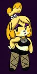  animal_crossing anthro breasts canid canine canis cleavage clothed clothing domestic_dog eyeshadow female fishnet fishnet_legwear fishnet_topwear fur goth hair half-closed_eyes hand_on_hip hi_res invalid_tag isabelle_(animal_crossing) legwear makeup mammal narrowed_eyes nintendo shih_tzu simple_background smile solo someth1ngoranother standing thick_thighs toy_dog video_games wear wide_hips yellow_body yellow_fur 