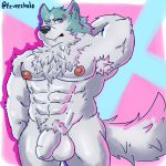  absurd_res anime anthro armpit_hair body_hair brand_new_animal canid canine canis hi_res human human_on_anthro interspecies kuma-arts male male/male mammal shirou_ogami solo studio_trigger wolf 