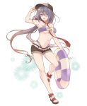  1girl ariake_(kantai_collection) breasts full_body gradient_hair highres kantai_collection long_hair medium_breasts multicolored_hair purple_eyes purple_hair shakemi_(sake_mgmgmg) simple_background solo white_background 