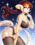  2020 absurd_res bra breasts brown_eyes brown_hair clothing digital_media_(artwork) eyebrows eyelashes female hair hi_res horn horned_humanoid humanoid koveliana panties smile underwear 