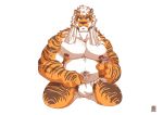  2020 anthro asian_clothing belly bulge clothing east_asian_clothing felid fundoshi hakumimis japanese_clothing kemono male mammal moobs nipples overweight overweight_anthro overweight_male pantherine simple_background solo tiger towel underwear white_background 