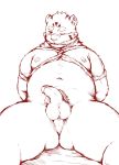  2020 anthro balls belly blush bound erection genitals hi_res kemono male mammal moobs navel nipples overweight overweight_anthro overweight_male penis rope simple_background solo white_background youhei79384157 