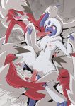  absol balls canid canine claws erection female feral fur genitals group group_sex hi_res lycanroc male male/female male_penetrating mammal midnight_lycanroc nintendo open_mouth penetration penis pok&eacute;mon pok&eacute;mon_(species) pussy red_body red_eyes red_fur sex simple_background tongue vaginal vaginal_penetration video_games white_body white_fur yamatokuroko965 