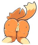  animal_crossing anthro anus audie_(animal_crossing) bodily_fluids butt canid canine dipstick_tail female fox fur genitals mammal multicolored_tail nintendo orange_body orange_fur pussy rear_view simple_background solo sweat toastiparty video_games white_background 