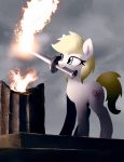  &lt;3 anonymous_artist aryanne_(character) blonde_hair blue_eyes column equid equine fan_character female fire hair hasbro hi_res holding_object horse in_mouth mammal my_little_pony olympics pony swastika torch 