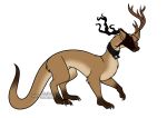  2017 animal_genitalia antlers brown_body brown_claws brown_fur brown_horn brown_tail claws collar digital_media_(artwork) dipstick_tail dragon feral fully_sheathed fur furred_dragon genitals givealexahand grin heterochromia hi_res horn long_tail male multicolored_body multicolored_fur multicolored_tail narrick quadruped serpentine sheath simple_background smile solo tan_body tan_fur tan_tail teeth watermark white_background 