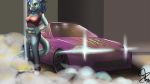  anthro blue_body blue_hair blue_scales car cassedy_(steveskunk) clothing dragon ear_piercing ear_ring eyebrow_piercing facial_piercing female fog hair hi_res honda_civic monster_energy piercing pose scales smiling_at_viewer solo steveskunk vehicle 