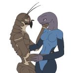  alien big-red breasts brown_body claws clothed clothing crossover district_9 duo female halo_(series) humanoid interspecies love male male/female microsoft open_mouth open_smile prawn_(district_9) purple_eyes romantic_couple sangheili simple_background smile tentacles video_games white_background xbox_game_studios 