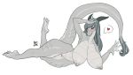  &lt;3 anthro big_breasts blush breasts dragon female genitals hi_res lying nipples on_side pussy reptilian_orbit solo spot_color wide_hips 