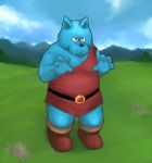  2008 anthro black_nose blue_body blue_fur clothing dragon_quest fur humanoid_hands kick_(artist) male outside overweight overweight_anthro overweight_male robe solo square_enix video_games 