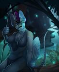  anthro archery_(artist) arthropod beetle elateroid feathered_wings feathers female firefly forest glowing hi_res hunter insect jungle log mammal melee_weapon mohawk_(disambiguation) murid murine nude piercing polearm rat river rodent solo spear tree tribal_clothing viper_rat weapon wings wood 