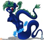  2020 absurd_res alpha_channel anthro bottle breasts equid equine fan_character female floating genie green_hair hair hand_on_leg hand_on_thigh hasbro hi_res horn inner_ear_fluff leaning leaning_forward mammal medium_breasts my_little_pony nipples nova_spark novaspark nude ponytail purple_body red_eyes sharp_teeth simple_background skinny_tail smile smoke solo tail_tuft teeth transparent_background tuft unicorn 