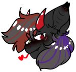  &lt;3 alpha_channel bat_pony blush demon devil_horns_(gesture) equid fangs female female/female feral fluffy_ears friendship_is_magic gesture hair hasbro heterochromia hi_res jacky_bloodfang looking_at_viewer mammal multicolored_hair my_little_pony smug solo unknown_artist 