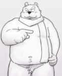  2011 anthro belly blush humanoid_hands kemono kick_(artist) male mammal navel overweight overweight_anthro overweight_male scarf simple_background solo ursid white_background 